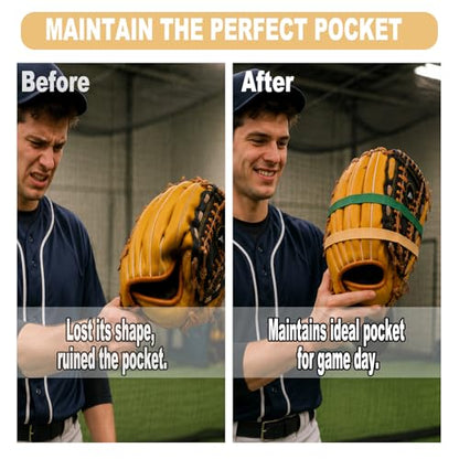 20 Pcs Baseball Glove Rubber Bands, Baseball Glove Wrap Strap, 4 Colors Baseball Glove Shape Keeper Bands for Softball & Baseball, Glove Shaper, Fits Most Gloves