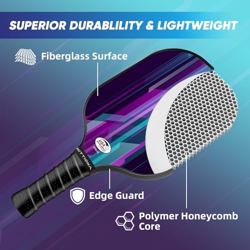 Pickleball Paddles Set of 4 - USAPA Approved Fiberglass Pickleball Set with Pickleball Rackets for Adults, Anti-Slip Sweat-Absorbing Grip, 4 Pickleball, Portable Carry Bag, Pickle Ball for Beginners