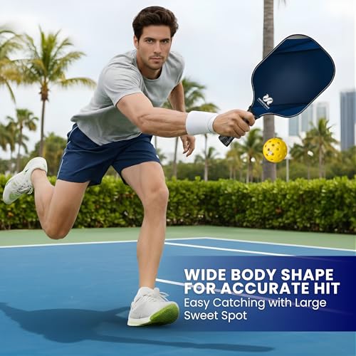 Pickleball Paddles Set of 2, Carbon Fiber Pickleball-Set Lightweight Pickle Ball Rackets 2 Pack with 4 Balls, 1 Carry Bag and Grip Tapes, Pickleball Paddle for Men and Women