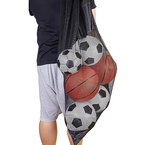 LIZEALUCKY Mesh Ball Bag Large Capacity Sport Equipment Storage Bag with Adjustable Strap for Various Balls Basketball Volleyball Baseball