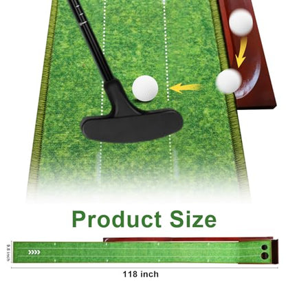 Golf Putting Mat, Practice Golf Putting Green Training Aid for Indoor, Outdoor at Home, Office, Backyard with Putter and Balls 9.84 ft - size: Width: 9.8 in; Length: 9.84 ft