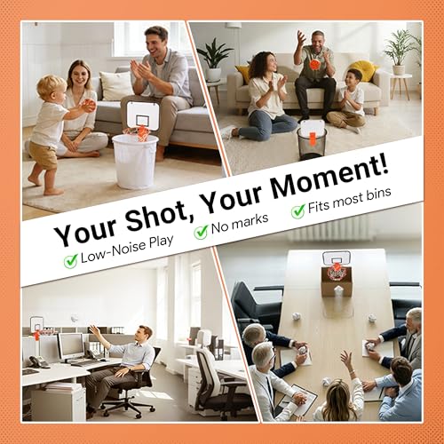 Mini Basketball Hoop Trash Can Set,Indoor Wall-Mounted Basketball Hoop Set with Quite Foam Ball,8.5" Clip-On Backboard for Office Bedroom Classroom-Basketball Gifts for All Ages