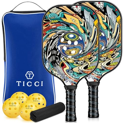 Pickleball Paddles Set of 2, USAPA Approved Fiberglass Pickleball Set with 4 Balls & Carry Bag, Lightweight Rackets for Beginners & Adults - color: Vortex 1