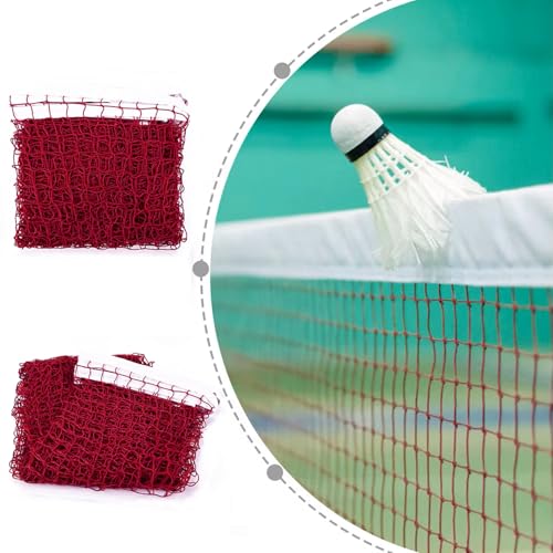 Outdoor Replacement Badminton Net, Indoor Standard Regulation Badminton Court Netting Only, for Backyard Beach Garden, 20 FT x 2.5 FT, Red Polypropylene with White Borders