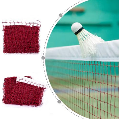Outdoor Replacement Badminton Net, Indoor Standard Regulation Badminton Court Netting Only, for Backyard Beach Garden, 20 FT x 2.5 FT, Red Polypropylene with White Borders