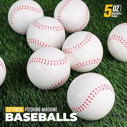 Pitching Machine Foam Baseballs – 12 Pack Baseballs with Real Game Feel – High Density Foam Balls for Batting Practice – No Sting Hitting Practice Equipment – Sports Equipment – 12 Balls