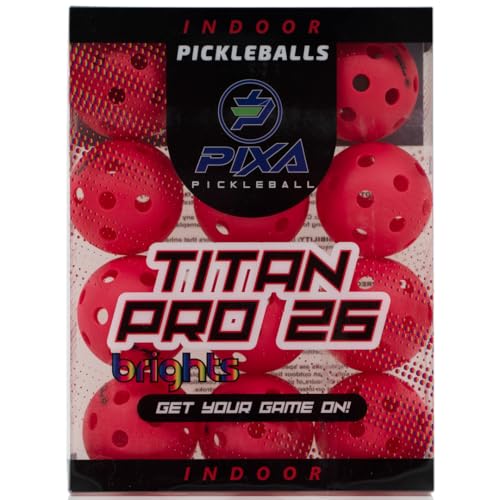 PIXA Titan Pro 26 Indoor Pickleball - USAPA Approved, Durable Indoor Pickleballs, Consistent Bounce, Smooth Flight, Ideal for Competitive Play- Packs of 3, 6, 12, 50 - color: Rally Red, size: 12 Pack