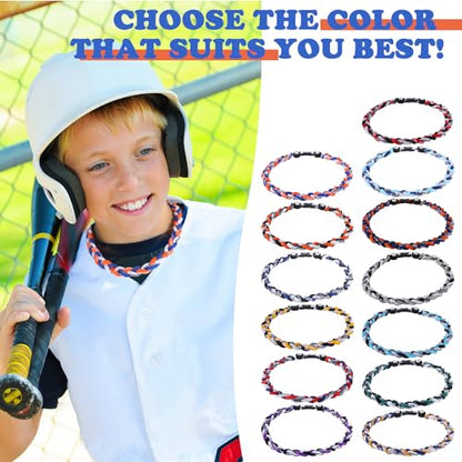 Willtok Premium 18inch Baseball Necklace w/Nylon Tri-Braided Rope Tornado Design - color: Gray Black White