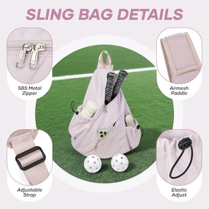 Pickleball Bag for Women Men, Crossbody Sling Bags Pickleball Paddle Bag Should Chest Bags Backpack - color: Purple