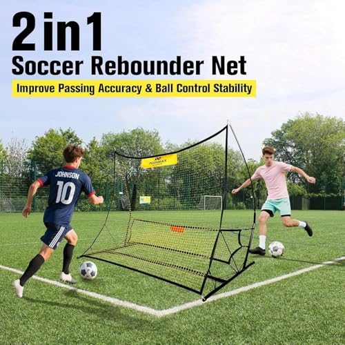 Upgraded Portable Soccer Trainer, 2 in 1 Soccer Rebounder Net