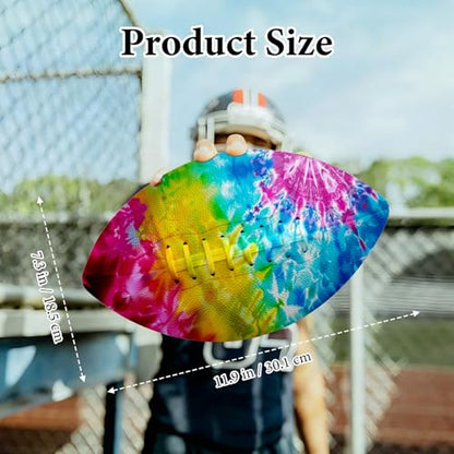 American Football, Official Size 11.9 x 7.3 Inch, Premium Composite Leather High-Grip Ball with Pro-Style Lacing, Unique Prints for Training, Games & Gifts - color: Rainbow