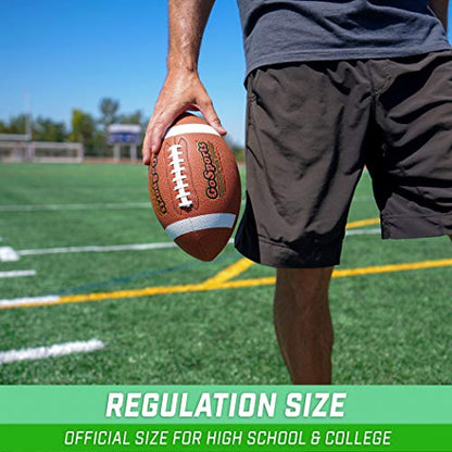 GoSports Combine Football 6 Pack - Regulation Size for High School and College - Official Composite Leather Balls