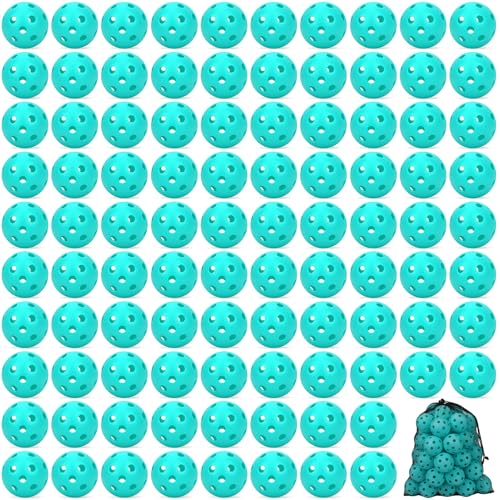 Coopay 12/50/100 Pack Plastic Baseballs Practice Training Balls Lightweight Hollow Softballs with a Drawstring Bag for Hitting Pitching Batting Training Indoor Outdoor Sport - color: Sky Blue, style: 100 Pack