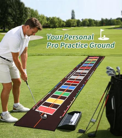 Golf Putting Mat 20 in X 10 ft Professional Golf Mat with Distance Markers Non-Slip Putting Matt for Indoors Home Office Backyard Practice Supplies