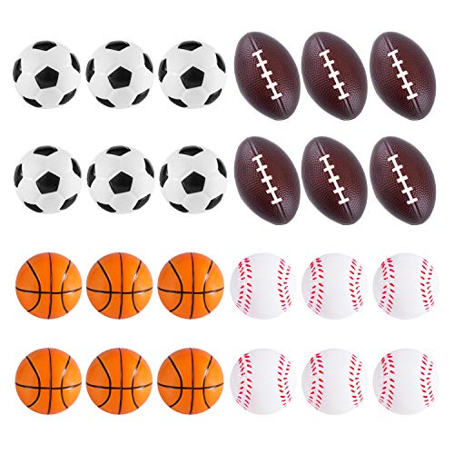 Super Z Outlet Mini Foam Sports Balls 24 Pack for Kids Adults Mini Baseball Football Basketball Soccer Stress Toy Game Party Decoration - color: 24 Pack