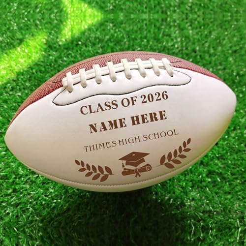 EDSG Custom Football Groomsmen Gifts 2026 Graduation Gifts for Him High School Personalized Footballs Junior Footballs Class of 2026 Full 12-Inch Football Gifts for Coach Dad Fan Birthday - color: Design 9