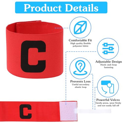 7Pcs Soccer Captain Armband, Multicoloured Elastic Captain Bands Soccer, Adjustable Leader Team Sport Armband for Team Sports Football Basketball Volleyball Arm Bands
