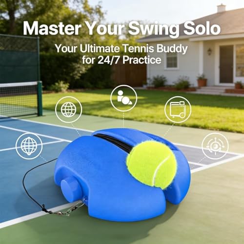 Solo Tennis Trainer Rebound Ball with String, 2026 New Portable Tennis Trainer Set for Self Practice, Tennis Training Equipment for Adults Kids Beginners with Elastic Balls - color: Green*1