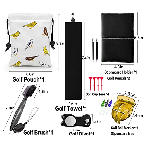 Golf Valuables Pouch, Leather Golf Tee Pouch with Drawstring Closure Golf Ball Tee Handbag Portable Golf Accessories