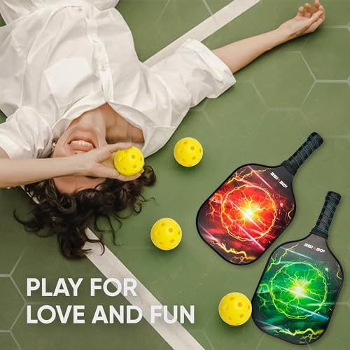 Pickleball Paddles Set of 2 - USAPA Approved Fiberglass Surface - Pickle Ball Rackets 2 Pack - Pickle Ball Set with 2 Rackets, 4 Pickle Balls, 1 Pickleball Bag - Great for Men, Women, Kids or Adult