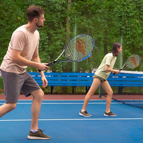 Adult 2 Player Tennis Racket Perfect for Beginner and Professional Players, 27” Speed Tennis Racquet Include Tennis Balls, Overgrips, Tennis Bag, Vibration Dampe, Cover - color: 2 Packs Blue-Orange