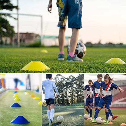 25/50/100pcs Disc Cones, Agility Soccer Cones with Carry Bag and Holder, Soccer Cones for Sports Training, Football, Soccer, Basketball, Coaching, Practice Equipment, 5 Color - color: C-200 Pack