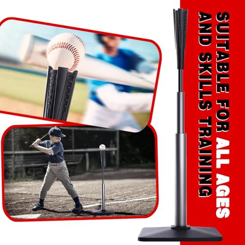 4-Prongs Ball Rest Batting Tee for Baseball and Softball， 23" to 44" Adjustable Baseball Tees for Hitting，Heave Duty Base Baseball Tee （No Included The Baseball） - style: LITE