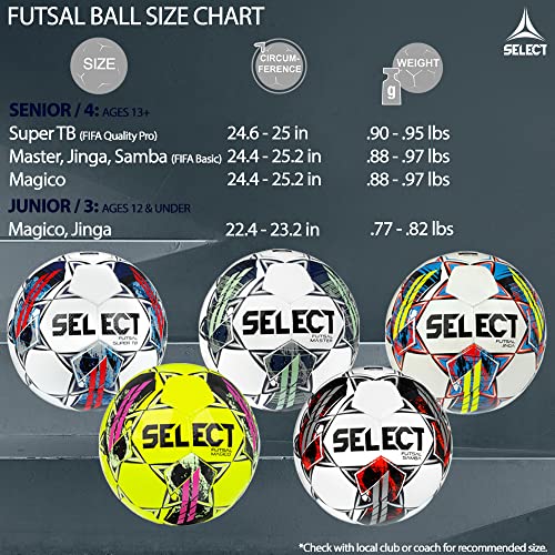Select Select Jinga Futsal Ball - color: White V22 - 6-Ball Pack, size: Senior(Size 4)