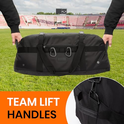 Fitdom 132L 36" Heavy Duty Extra Large Sports Gym Equipment Travel Duffel Bag W/Adjustable Shoulder & Compression Straps. Perfect for Soccer Baseball Basketball Hockey Football Team Coaches & More - color: Black