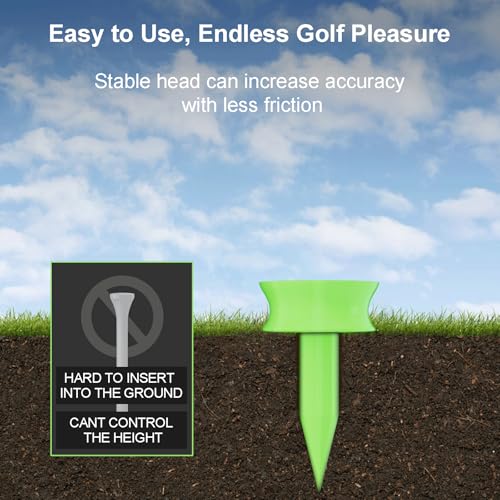 Grivznud 100 Pack 0.82 Inch Neon Yellow Plastic small tees golf， Short Golf Tees,Durability & Stability, Engineered to Minimize Friction and Side Spin，Golf practice supplies，small golf tees for par 3. - color: Green