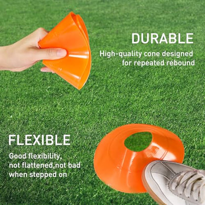 CasaCulina 25 Pack Soccer Training Cones, Agility Disc Sports Cones with Carry Bag and Holder, Plastic Football Cones for Drills, Sports Training, Basketball, Coaching, Practice Equipment, 5 Color