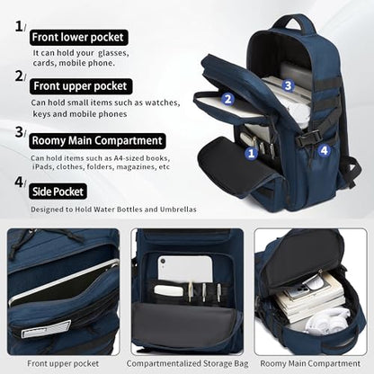 Wotony Military Tactical Backpack for Men Waterproof Daypack 3 Day Assault Pack Molle Bag with Water Bottle Holder - color: Blue, size: 30L