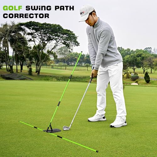 Golf Alignment Stick Trainer with Adjustable Swing Plane Guide, Full Swing Correction Training Aid for Men Women Beginners, Indoor Outdoor Golf Practice Tool