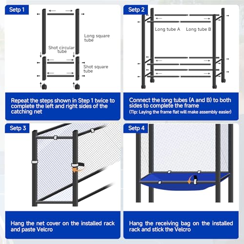 Standing Table Tennis Ball Catch Net, 82.68"x15.75" Extra-Wide Ping-Pong Ball Recycling Net, Durable Ball Collector for Training Practice, Portable with Wheels, Easy Assembly
