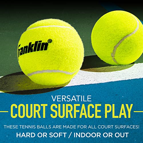 Franklin Sports Pressureless Tennis Balls - Official Size, Low Pressure - Great for Training + Practice - Low Bounce - All Court Surface - Carry Bag Included - style: 12 Balls