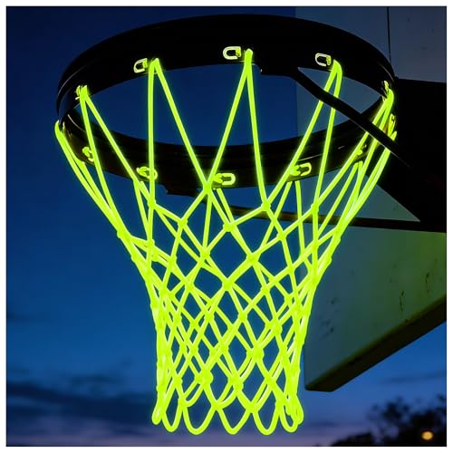 Nightlight Basketball Net, Luminous Outdoor Portable Sun Powered Sport Nylon for Pool Beach Backyard, Anti Whip