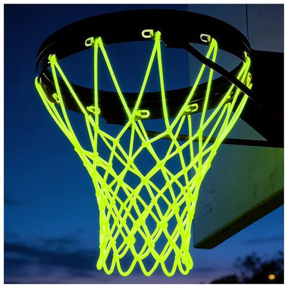 Nightlight Basketball Net, Luminous Outdoor Portable Sun Powered Sport Nylon for Pool Beach Backyard, Anti Whip