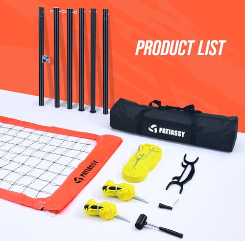 Professional Outdoor Volleyball Net System with Adjustable Aluminum Poles, Anti-Sag Winch, Steel Cable Topline, Tournament-Grade 32FT Net, Boundary Line & Heavy-Duty Carry Bag