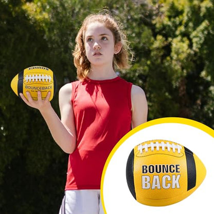 BOUNCEBACK Soft Leather Training Football, Youth Size & Official Size, Fatherless PU PassCatch Solo Enhancing Passing Catching(with Pump) - style: Yellow-7#(Ages 5-14)