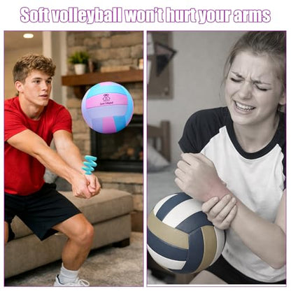 Teyva Silent Volleyball 3 Pack Soft Indoor Volleyball Size 5 Lightweight Training Ball for Beginner Home Indoor Practice Safe and Quiet Team Family Game with Pump Inflation Needle Net Bag