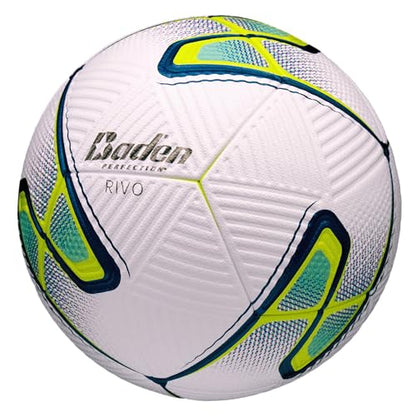 Baden | Rivo | Perfection Match Soccer Ball | Seamless 12-Panel Thermal Bonded | Soft-Touch PU + LPOE Cover with Corduroy Control Texture | Size 5