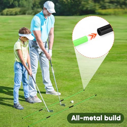 HVDI Golf Alignment Sticks Holder with Angle Adjustment, Golf Training Aid with Golf Alignment Stick, Weighted Golf Swing Training Aid Golf Trainer for Putting, Swing, Aiming