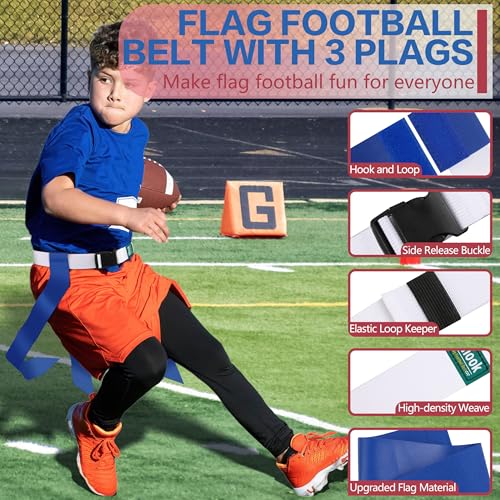 Flag Football Belts, 10/14 Player White Flag Football Sets for Youth, Kids and Adults Team Sports Training Games - color: Red and Blue