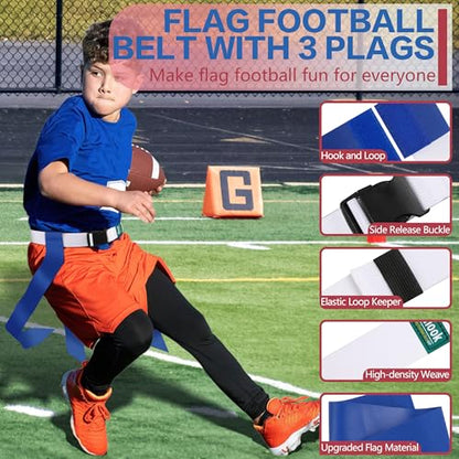 Flag Football Belts, 10/14 Player White Flag Football Sets for Youth, Kids and Adults Team Sports Training Games - color: Red and Blue