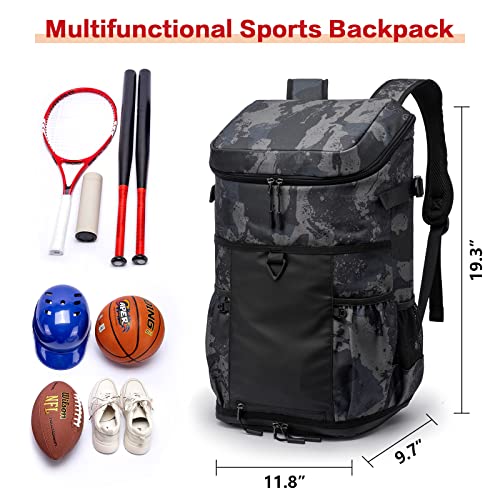 Baseball Backpack Equipment Bag for Adult with 2/4 Bat Holder & Fence Hook Lightweight Mens Softball Bag with Shoes Compartment Coaches Catchers Team Baseball Gear Bags Youth Boys - color: 1 Blue