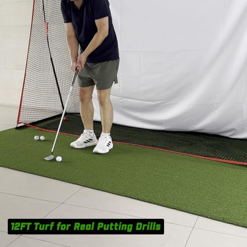 DCQ Golf Simulator Turf Flooring, Golf Mat for Indoor, Golf Simulator Accessories, Putting Turf - style: 12 x 6 ft