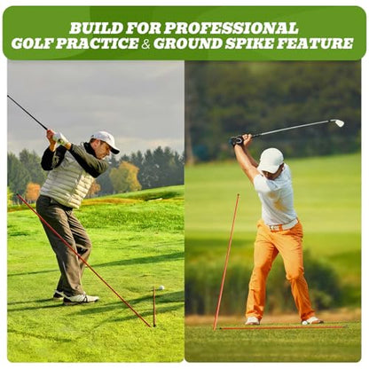 Golf Alignment Sticks 2-Pack, 48" Metal Alignment Stick - Threaded for Solid One-Piece Feel, Rigid & Straight with Carry Tube, Golf Training Aid & Swing Trainer for Swing Path & Stance