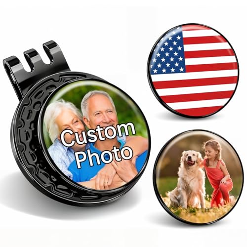 Custom Golf Ball Marker Hat Clip, 3Pack Personalized Magnetic Ball Marker, Golf Accessories for Men & Womens, Golf Gifts for Golfers - color: Black