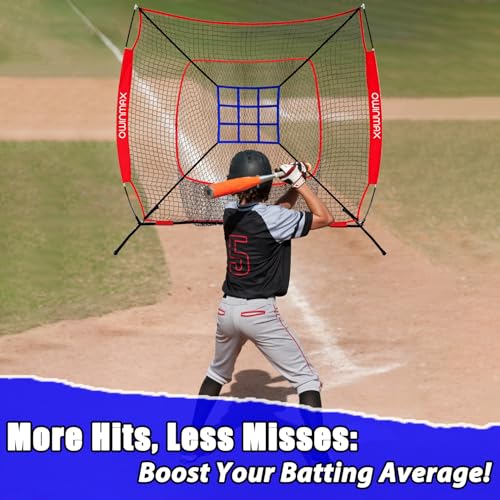 7x7 ft Baseball Softball Practice Net with The Detachable Bow Frame for Batting, Hitting, Pitching, Portable Baseball Practice Net with Carry Bag, Great for All Levels