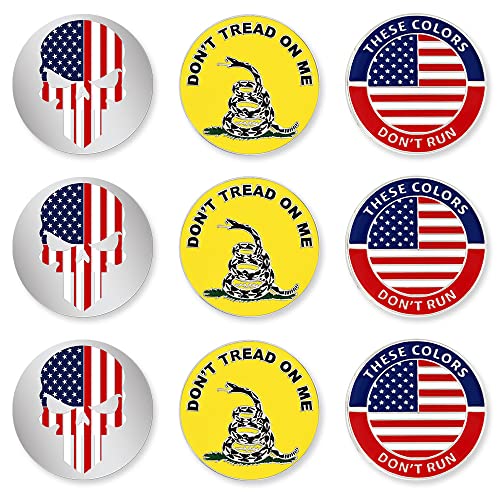 PinMart’s Mix Bundle Pack of 9 Golf Ball Markers - Golf Accessories for Men and Women – United States Eagle and American Flag Magnetic Ball Markers Set of 9 - color: American Symbols Blue/White/Red/Yellow